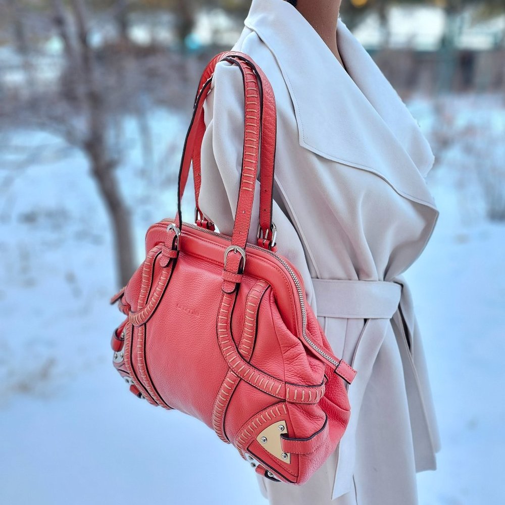 Cromia Womens Pink Pebble Leather Shoulder Bag, Made in Italy, Pre-owned - Picture 1 of 16